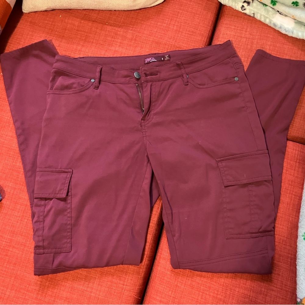 PRANA Meme Cargo Pant Women 8 Wine Stretch Skinny Ankle Outdoor Hiking Gorpcore
